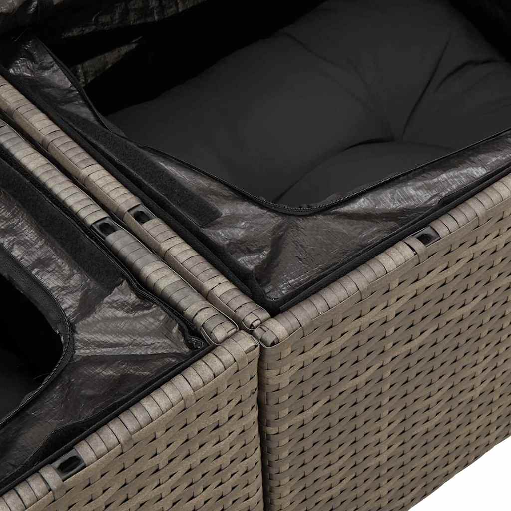 Garten-Sofa-Set mit Speicher 10 pcs Grau Poly Rattan